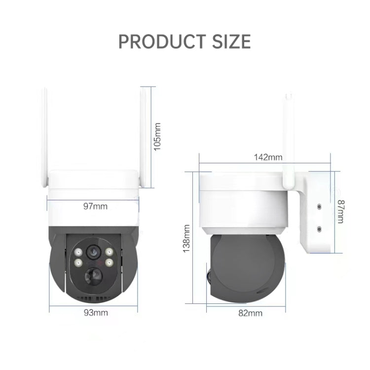 T34 2MP HD IP66 Waterproof Wireless WiFi Solar Camera(White) by bashfashion