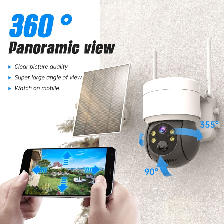 T34 2MP HD IP66 Waterproof Wireless WiFi Solar Camera(White) by bashfashion
