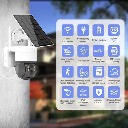 T34 2MP HD IP66 Waterproof Wireless WiFi Solar Camera(White) by bashfashion