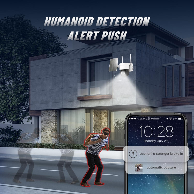 T34 2MP HD IP66 Waterproof Wireless WiFi Solar Camera(White) by bashfashion