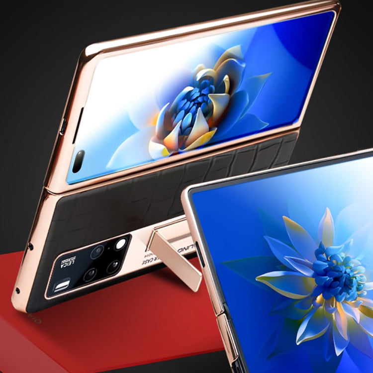 For Huawei Mate X2 QIALINO 2 in 1 Crocodile Pattern Genuine Leather + PC Phone Case(Brown) by QIALINO