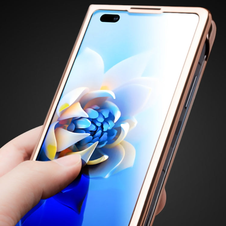 For Huawei Mate X2 QIALINO 2 in 1 Crocodile Pattern Genuine Leather + PC Phone Case(Brown) by QIALINO