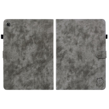 For Lenovo Tab M7 3rd Gen Tiger Pattern Flip Leather Tablet Case(Grey) by bashfashion