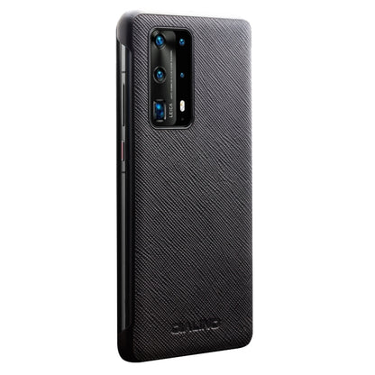 For Huawei P40 Pro QIALINO Puda Texture Side Window View Leather Phone Case(Black) by QIALINO