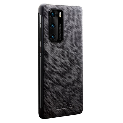 For Huawei P40 QIALINO Puda Texture Side Window View Leather Phone Case(Black) by QIALINO