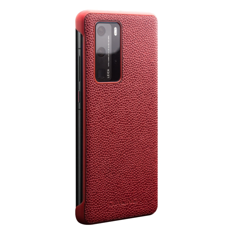 For Huawei P40 Pro QIALINO XiangNai Texture Side Window View Leather Phone Case(Red) by QIALINO