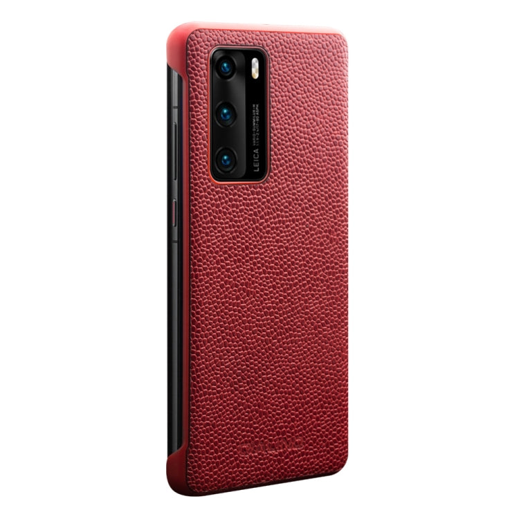 For Huawei P40 QIALINO XiangNai Texture Side Window View Leather Phone Case(Red) by QIALINO