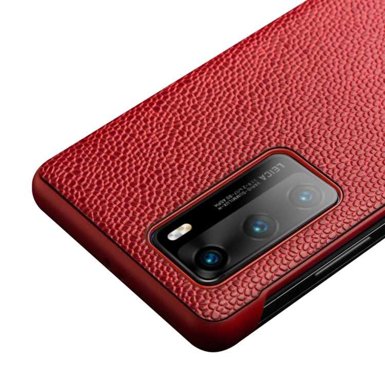 For Huawei P40 QIALINO XiangNai Texture Side Window View Leather Phone Case(Red) by QIALINO