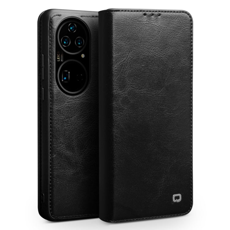 For Huawei P50 QIALINO Genuine Leather Phone Case(Black) by QIALINO