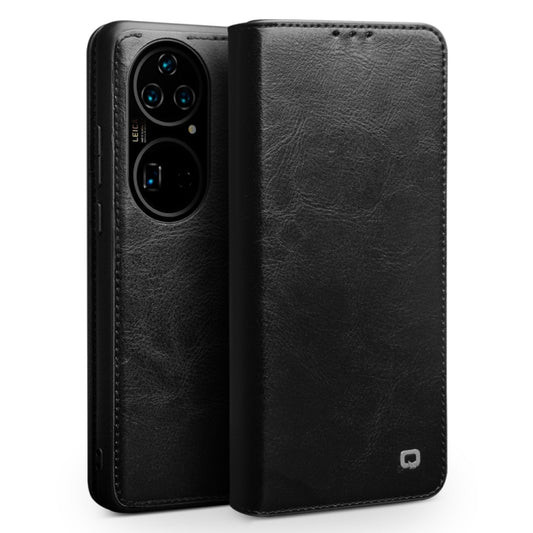 For Huawei P50 QIALINO Genuine Leather Phone Case(Black) by QIALINO