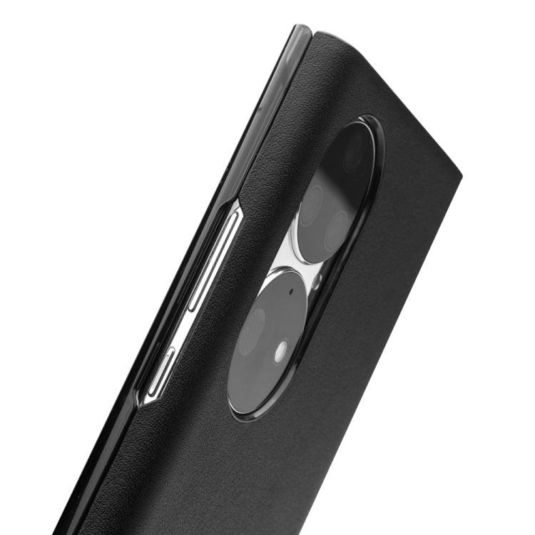 For Huawei P50 QIALINO Magnetic Side Window View Genuine Leather Smart Phone Case(Black) by QIALINO