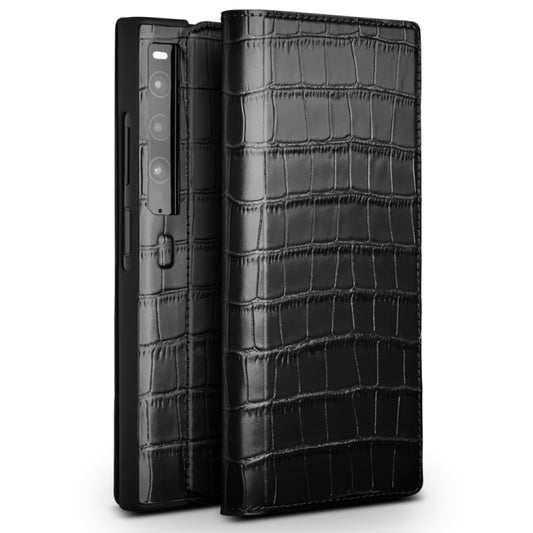 For Huawei Mate XS 2 QIALINO Crocodile Pattern Genuine Leather Phone Case(Black) by QIALINO