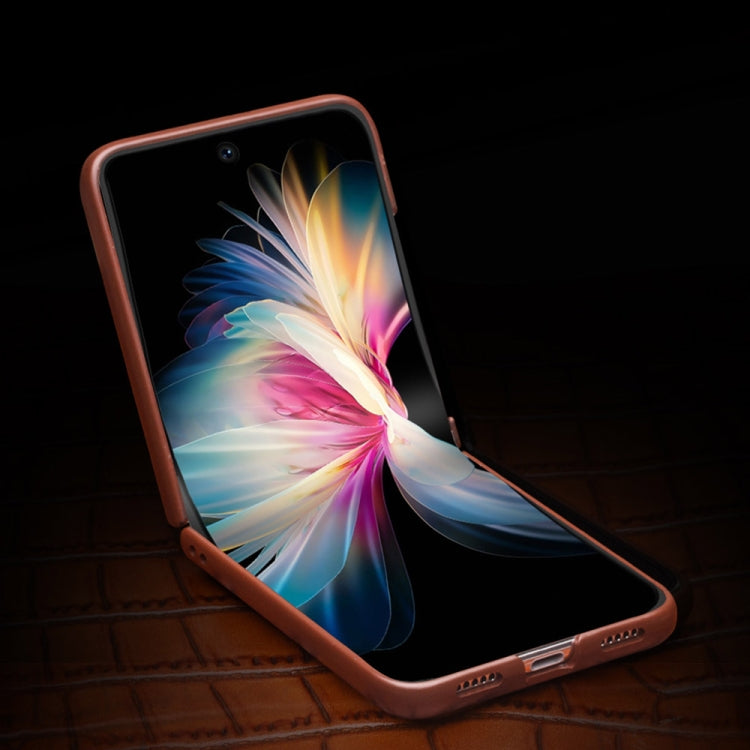 For Huawei P50 Pocket QIALINO Crocodile Pattern Genuine Leather Phone Case(Black) by QIALINO