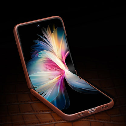 For Huawei P50 Pocket QIALINO Crocodile Pattern Genuine Leather Phone Case(Black) by QIALINO