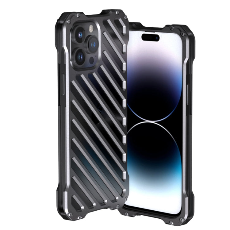 For iPhone 14 Pro Max R-JUST Breathable Armor Phone Case(Silver Grey) by R-JUST