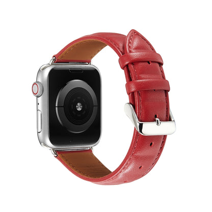 Genuine Leather Watch Band For Apple Watch Ultra 49mm / Series 8&7 45mm / SE 2&6&SE&5&4 44mm / 3&2&1 42mm (Red) by bashfashion