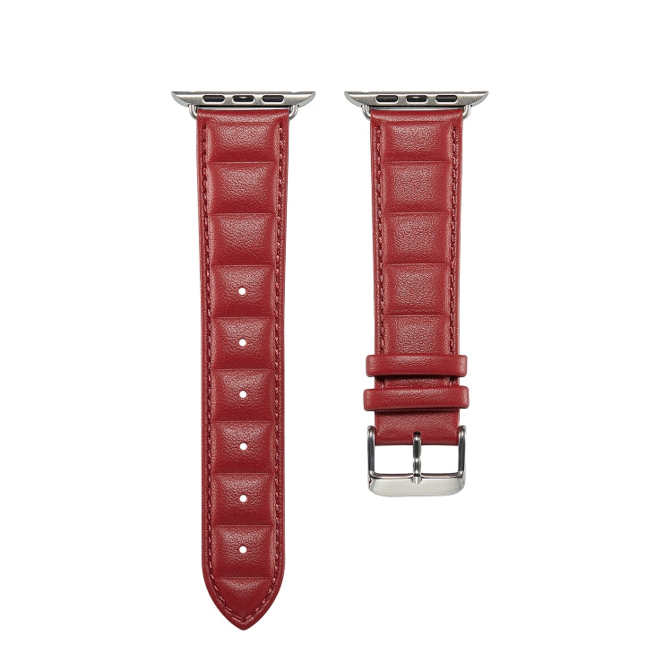 Genuine Leather Watch Band For Apple Watch Ultra 49mm / Series 8&7 45mm / SE 2&6&SE&5&4 44mm / 3&2&1 42mm (Red) by bashfashion