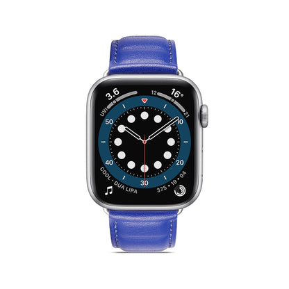 Genuine Leather Watch Band For Apple Watch Ultra 49mm / Series 8&7 45mm / SE 2&6&SE&5&4 44mm / 3&2&1 42mm(Blue) by bashfashion
