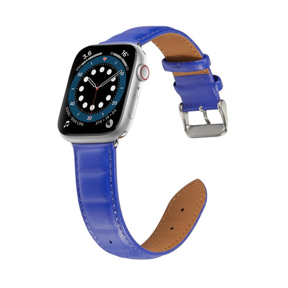 Genuine Leather Watch Band For Apple Watch Ultra 49mm / Series 8&7 45mm / SE 2&6&SE&5&4 44mm / 3&2&1 42mm(Blue) by bashfashion