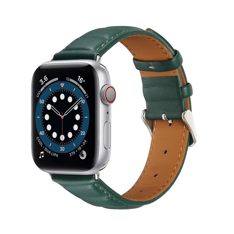 Genuine Leather Watch Band For Apple Watch Ultra 49mm / Series 8&7 45mm / SE 2&6&SE&5&4 44mm / 3&2&1 42mm(Green) by bashfashion