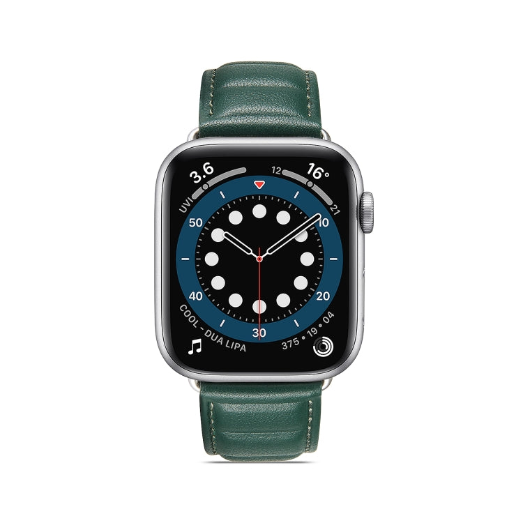 Genuine Leather Watch Band For Apple Watch Ultra 49mm / Series 8&7 45mm / SE 2&6&SE&5&4 44mm / 3&2&1 42mm(Green) by bashfashion