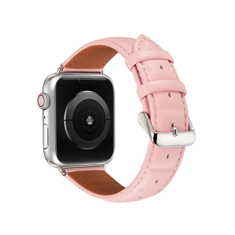 Genuine Leather Watch Band For Apple Watch Ultra 49mm / Series 8&7 45mm / SE 2&6&SE&5&4 44mm / 3&2&1 42mm(Pink) by bashfashion