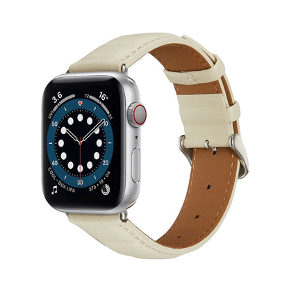 Genuine Leather Watch Band For Apple Watch Ultra 49mm / Series 8&7 45mm / SE 2&6&SE&5&4 44mm / 3&2&1 42mm(Beige) by bashfashion