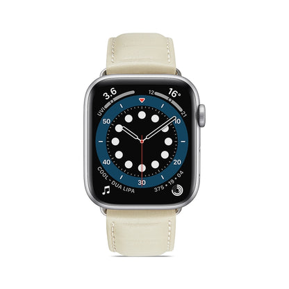 Genuine Leather Watch Band For Apple Watch Ultra 49mm / Series 8&7 45mm / SE 2&6&SE&5&4 44mm / 3&2&1 42mm(Beige) by bashfashion