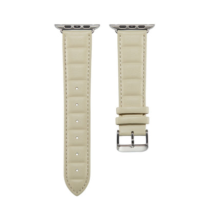 Genuine Leather Watch Band For Apple Watch Ultra 49mm / Series 8&7 45mm / SE 2&6&SE&5&4 44mm / 3&2&1 42mm(Beige) by bashfashion