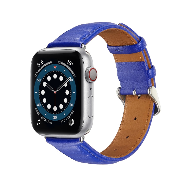 Genuine Leather Watch Band For Apple Watch Series 8&7 41mm / SE 2&6&SE&5&4 40mm / 3&2&1 38mm(Blue) by bashfashion