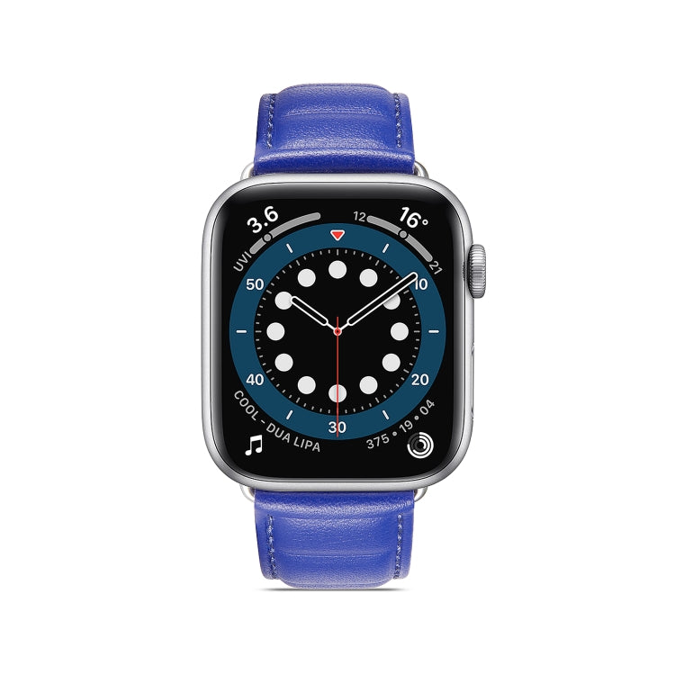 Genuine Leather Watch Band For Apple Watch Series 8&7 41mm / SE 2&6&SE&5&4 40mm / 3&2&1 38mm(Blue) by bashfashion