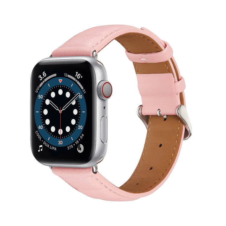 Genuine Leather Watch Band For Apple Watch Series 8&7 41mm / SE 2&6&SE&5&4 40mm / 3&2&1 38mm(Pink) by bashfashion
