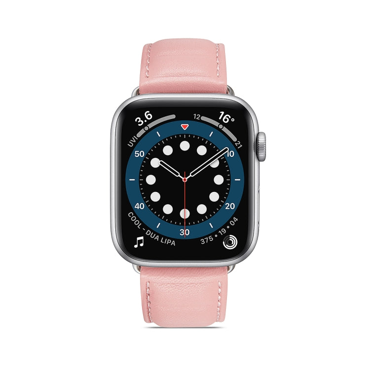 Genuine Leather Watch Band For Apple Watch Series 8&7 41mm / SE 2&6&SE&5&4 40mm / 3&2&1 38mm(Pink) by bashfashion