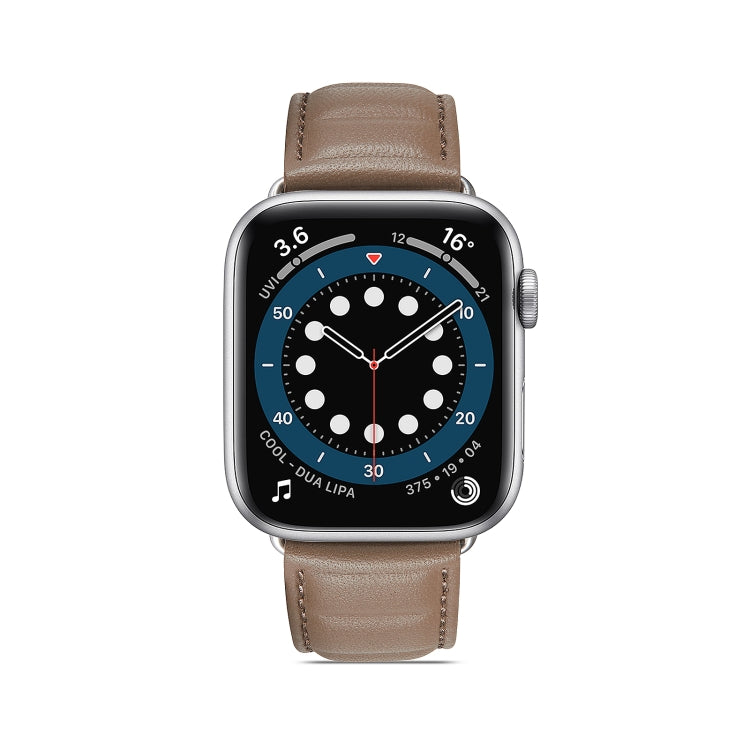 Genuine Leather Watch Band For Apple Watch Series 8&7 41mm / SE 2&6&SE&5&4 40mm / 3&2&1 38mm(Grey) by bashfashion