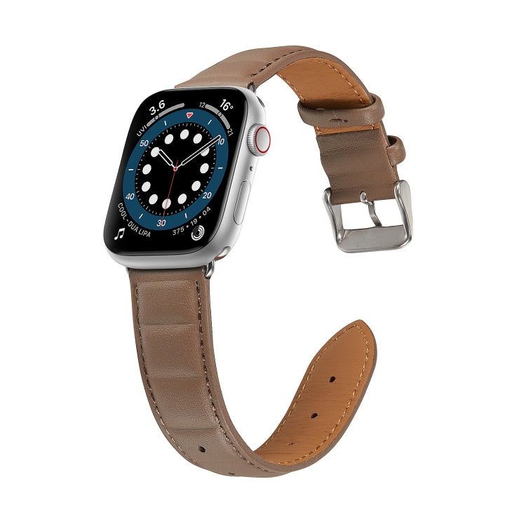 Genuine Leather Watch Band For Apple Watch Series 8&7 41mm / SE 2&6&SE&5&4 40mm / 3&2&1 38mm(Grey) by bashfashion