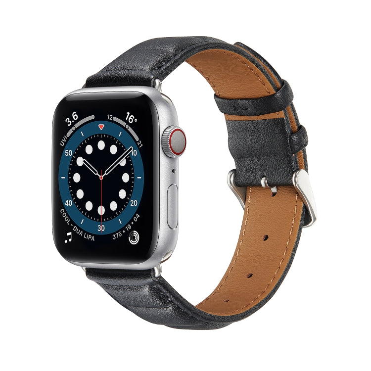 Genuine Leather Watch Band For Apple Watch Series 8&7 41mm / SE 2&6&SE&5&4 40mm / 3&2&1 38mm(Black) by bashfashion
