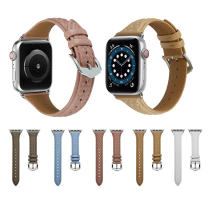 Rhombus Genuine Leather Watch Band For Apple Watch Ultra 49mm / Series 8&7 45mm / SE 2&6&SE&5&4 44mm / 3&2&1 42mm(White) by bashfashion