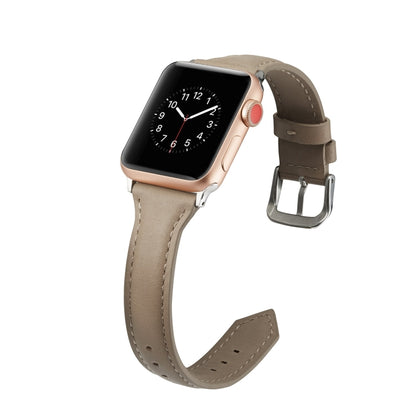 For Apple Watch 5/4 44mm & 3/2/1 42mm Thin Leather Watch Band(Grey) by bashfashion