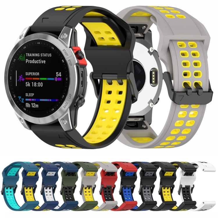 For Garmin Enduro / Coros Vertix 2 26mm Quick Release Double Row Silicone Watch Band(White Black) by bashfashion