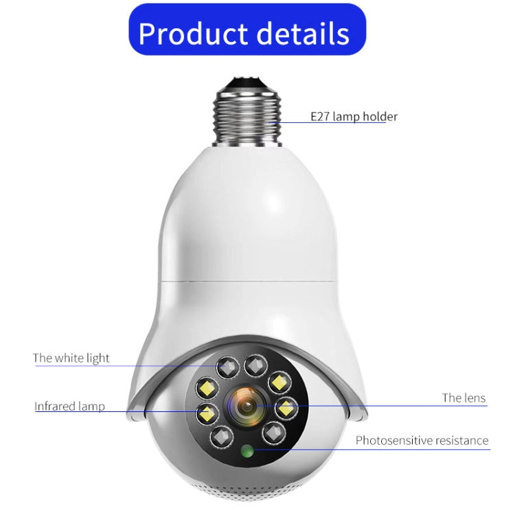 DP31 2.0MP HD Light Bulb WiFi Surveillance Camera, Support Motion Detection, Night Vision, Dual Light Source(White) by bashfashion
