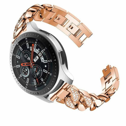 For Samsung Galaxy Watch5 40mm/44mm / Watch5 Pro Row Diamonds Denim Chain Watch Band(Rose Gold) by bashfashion