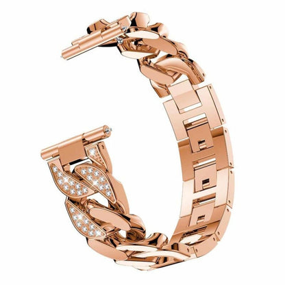 For Samsung Galaxy Watch5 40mm/44mm / Watch5 Pro Row Diamonds Denim Chain Watch Band(Rose Gold) by bashfashion