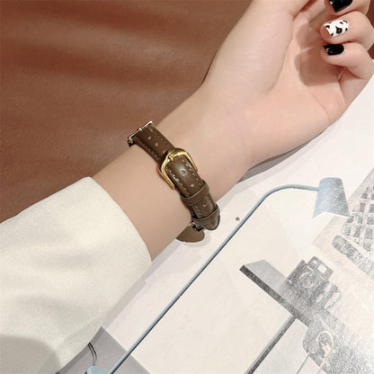 For Xiaomi Mi Band 7 D-shaped Steel + Genuine Leather Watch Band(Black Brown) by bashfashion