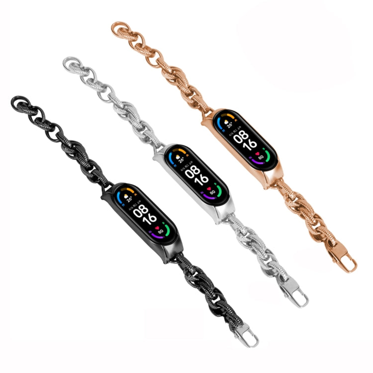 For Xiaomi Mi Band 7 Corrugated Twist Chain Metal Watch Band(Black) by bashfashion