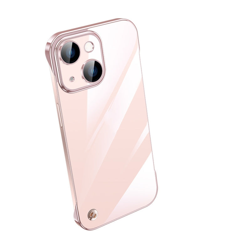 For iPhone 14 Electroplating Frameless Clear PC Phone Case(Pink) by bashfashion