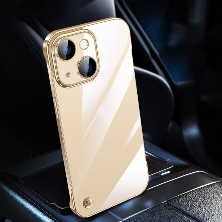 For iPhone 14 Electroplating Frameless Clear PC Phone Case(Gold) by bashfashion