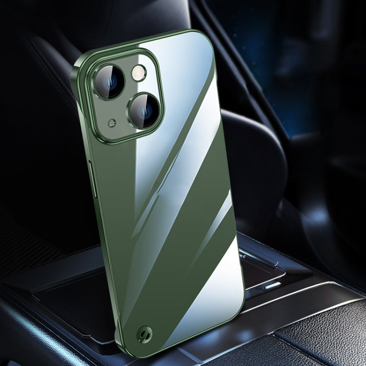 For iPhone 14 Electroplating Frameless Clear PC Phone Case(Green) by bashfashion