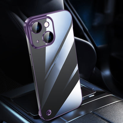 For iPhone 14 Electroplating Frameless Clear PC Phone Case(Purple) by bashfashion