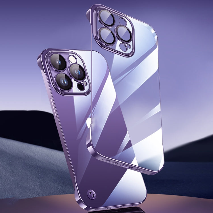 For iPhone 14 Electroplating Frameless Clear PC Phone Case(Pink) by bashfashion