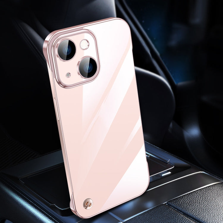 For iPhone 14 Plus Electroplating Frameless Clear PC Phone Case(Pink) by bashfashion